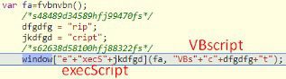 This is the code from the Exploit Kit, we can see here how the attacker runs the malicious VBscript code: